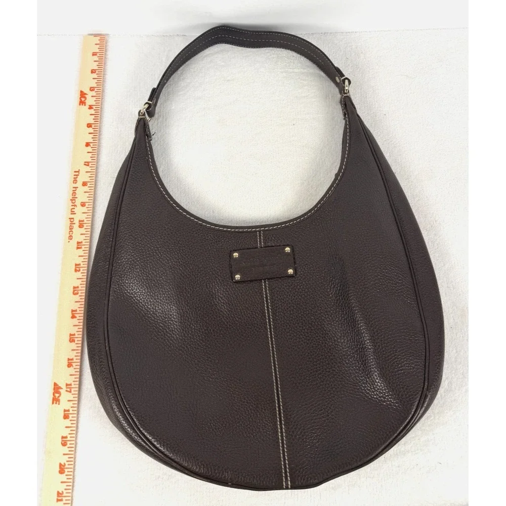 Kate Spade New York Brown Pebbled Leather Hobo Shoulder Bag Purse